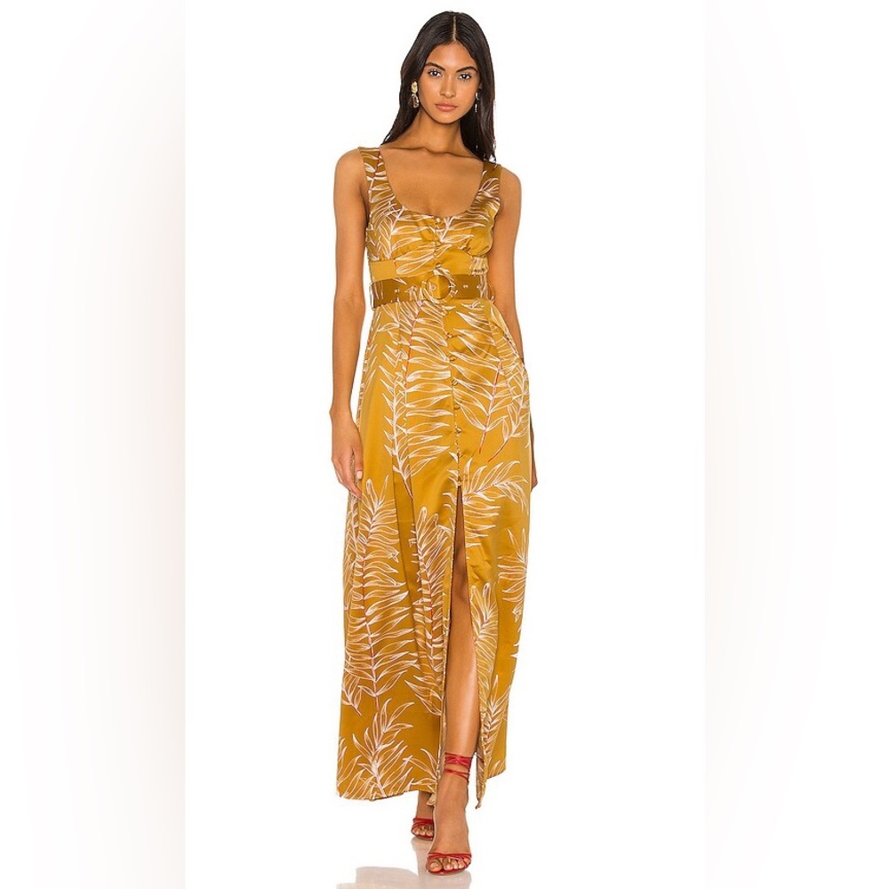 NWT Belmira Maxi Dress in Gold Tropical Camila Coelho
